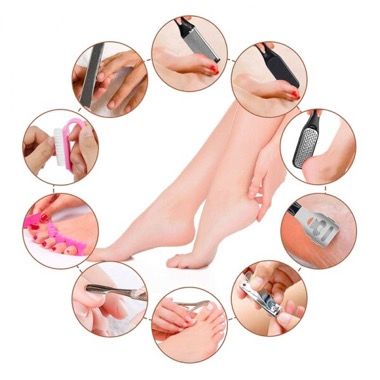Kit 21 in 1 pentru pedichiura din inox, cu pile si distantiere, negru 2