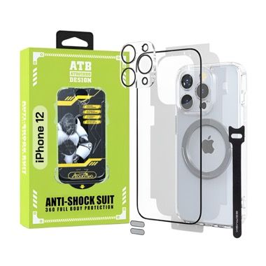 Kit 6 in 1 husa iPhone 12 antisoc TPU cu folie sticla si protectie camera, transparent