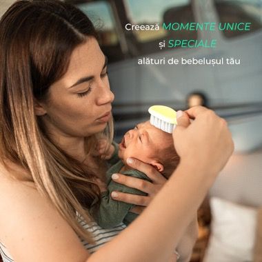 Kit ingrijire bebelusi cu pieptene, forfecuta, termometru si pompita nazala, galben 2