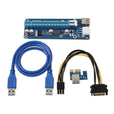 Kit riser card VER006C pentru minat, PCI-E 1X la 16X, cablu SATA la 6 pini si extensie USB 3.0