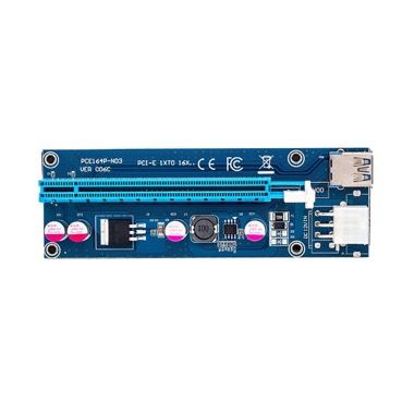 Kit riser card VER006C pentru minat, PCI-E 1X la 16X, cablu SATA la 6 pini si extensie USB 3.0 2