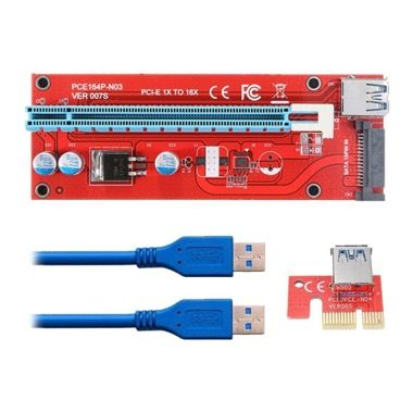 Kit riser card VER007S pentru minat, PCI-E 1X la 16X, cablu extensie USB 3.0 de 60 cm