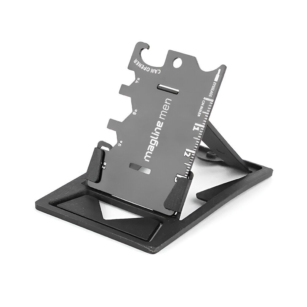 Mini card multifunctional 10 in 1 EDC otel inoxidabil, suport telefon, desfacator, rigla, husa
