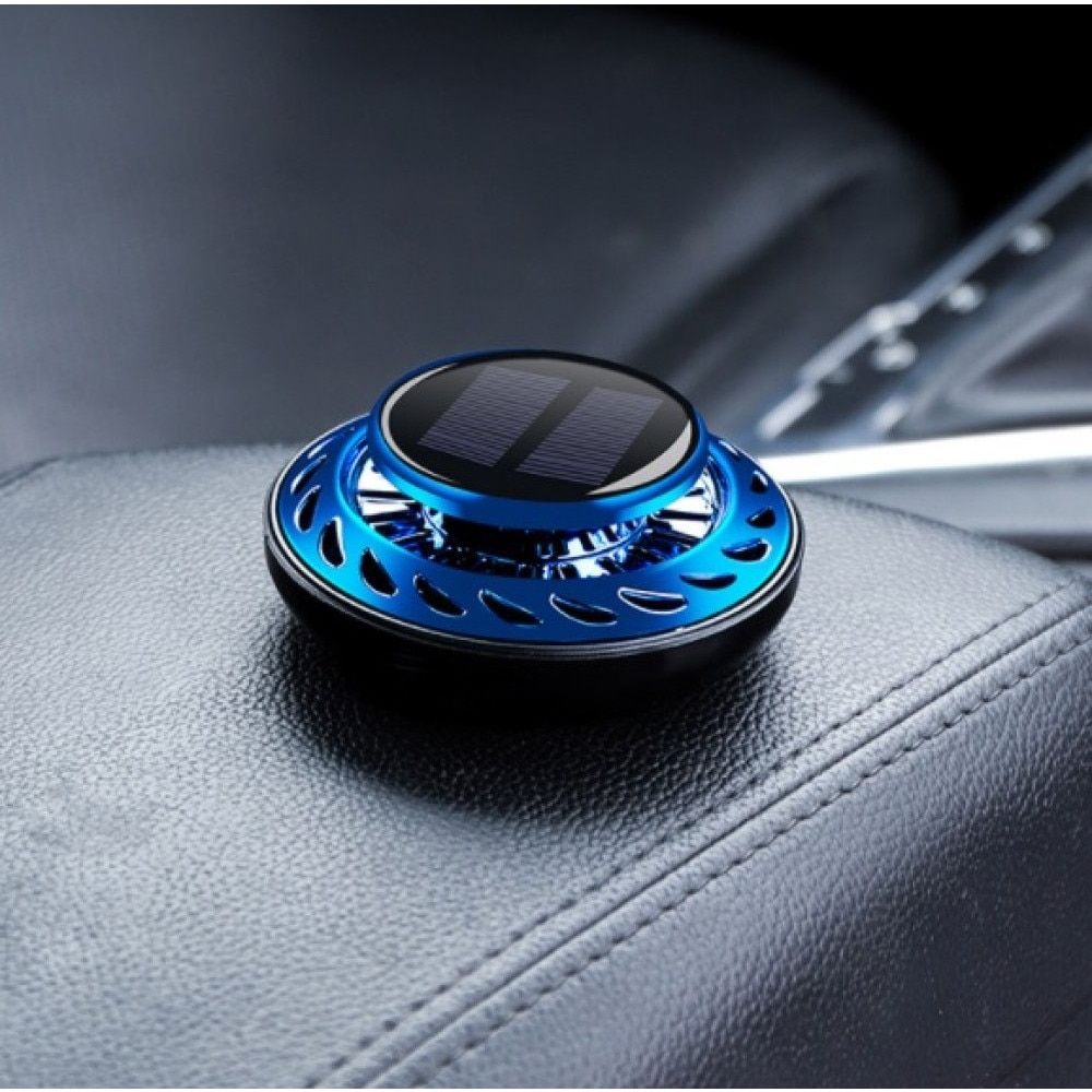Odorizant auto cu incarcare solara, model minimalist, cu 2 esente, albastru 2
