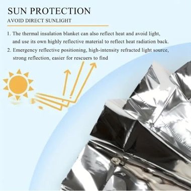 Patura izoterma de urgenta din aluminiu 210x130 cm, argintie, camping si supravietuire 6
