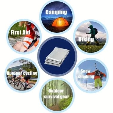 Patura izoterma de urgenta din aluminiu 210x130 cm, argintie, camping si supravietuire 8