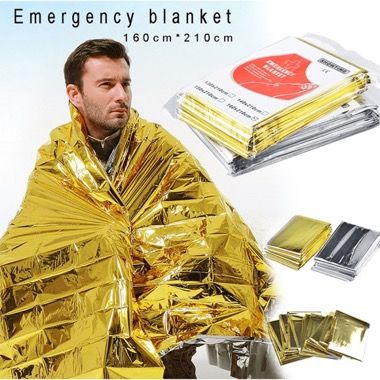 Patura izoterma de urgenta din aluminiu 210x130 cm, aurie, camping si supravietuire 2