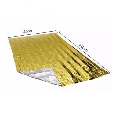 Patura izoterma de urgenta din aluminiu 210x130 cm, aurie, camping si supravietuire 3