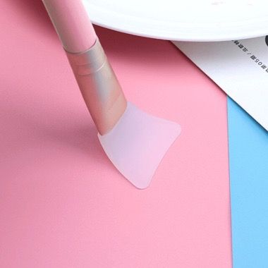 Pensula spatula din silicon pentru aplicat masca faciala, roz 2