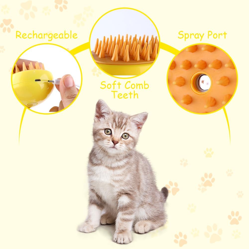 Perie animale Brushy-G cu abur si peri silicon, 3in1 3