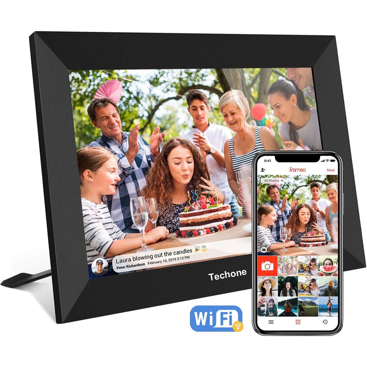 Rama foto digitala Krassus MW-1542DPF, LCD 15.4 inch, telecomanda, card microSD 16GB inclus, alb