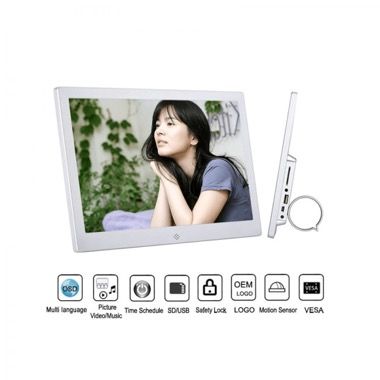 Rama foto digitala Krassus MW1018, aluminiu, LCD 10.1 inch, telecomanda, card microSD 16GB inclus, argintiu 3