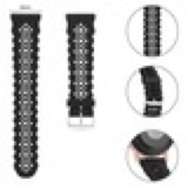 Set 2 curele 20 mm model dantela pentru Samsung Galaxy Watch si Huawei Watch GT, silicon, negru alb 6