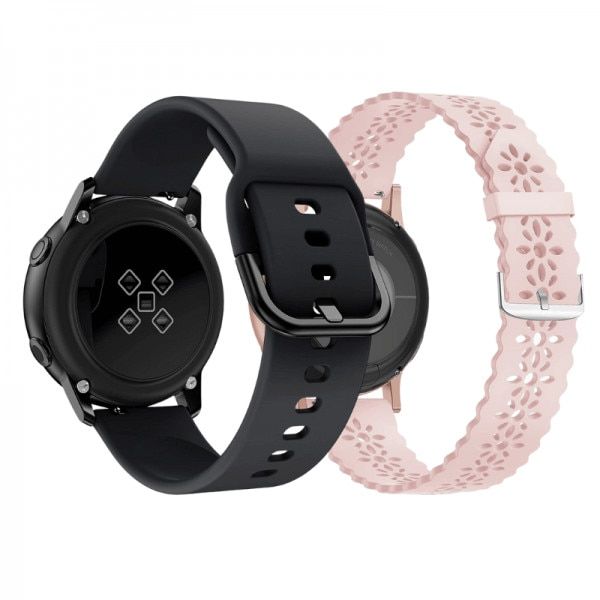 Set 2 curele 20 mm model dantela pentru Samsung Galaxy Watch si Huawei Watch GT, albastru roz
