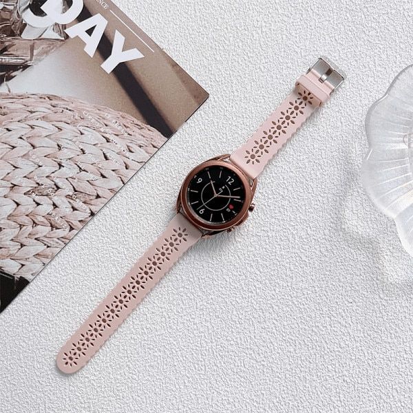 Set 2 curele 20 mm model dantela pentru Samsung Galaxy Watch si Huawei Watch GT, albastru roz 3