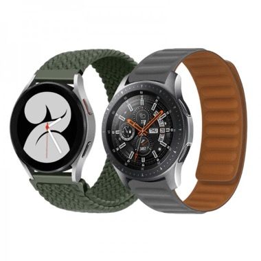 Set 2 curele 22 mm pentru Samsung Galaxy Watch si Huawei Watch GT, silicon si nylon, verde 7