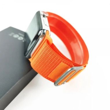 Set 2 curele nylon pentru Apple Watch 42-49 mm si Ultra, crem portocaliu 3