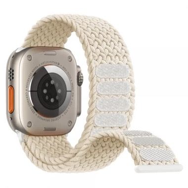 Set 2 curele nylon pentru Apple Watch 42-49 mm si Ultra, crem portocaliu 5