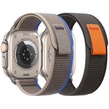 Set 2 curele nylon pentru Apple Watch 42-49 mm si Ultra, crem portocaliu 7