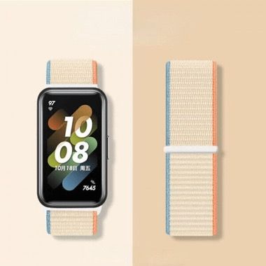Set 2 curele nylon pentru Huawei Band 7, cu telescop quick release, multicolor si alb 2