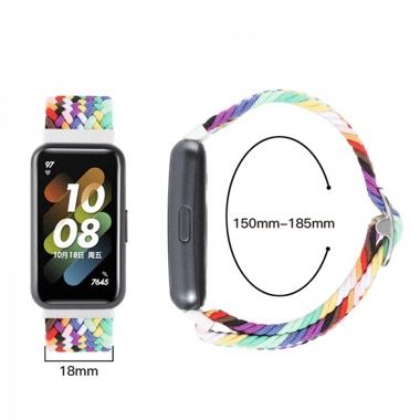 Set 2 curele nylon pentru Huawei Band 7, cu telescop quick release, multicolor si alb 4