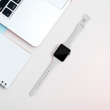 Set 2 curele pentru Apple Watch 38-41 mm, silicon si otel inoxidabil, auriu deschis si alb 8