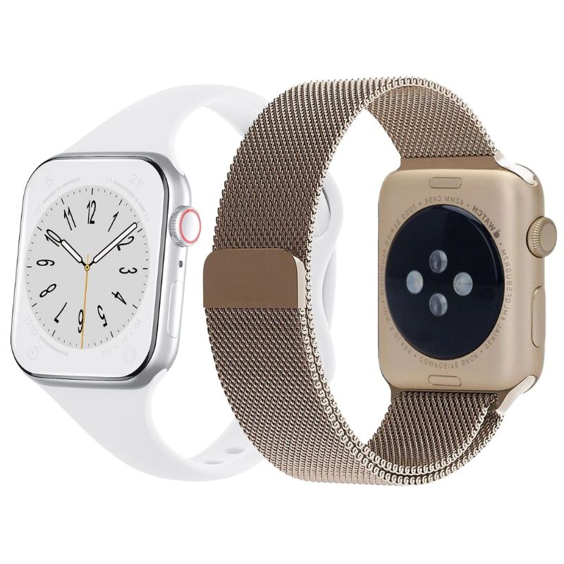 Set 2 curele pentru Apple Watch 38-41 mm, silicon si otel inoxidabil, roz negru