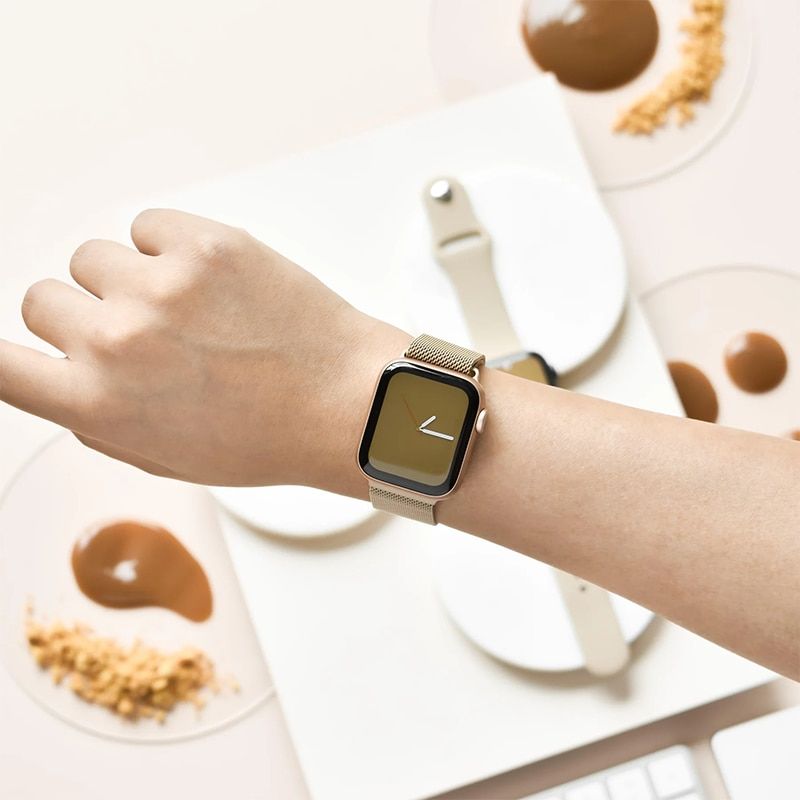 Set 2 curele pentru Apple Watch 38-41 mm, silicon si otel inoxidabil, roz negru 3