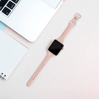 Set 2 curele pentru Apple Watch 38-41 mm, silicon si otel inoxidabil, verde roz deschis 8
