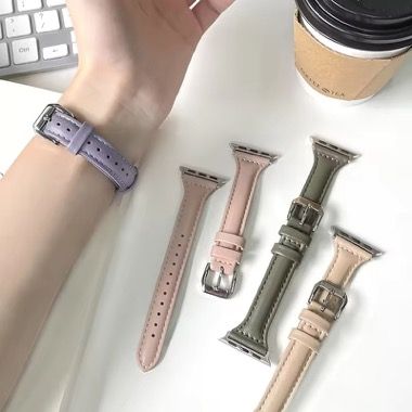 Set 2 curele pentru Apple Watch 38-41 mm, silicon si piele, crem visiniu 2