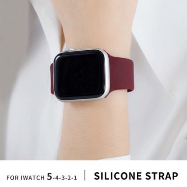 Set 2 curele silicon cu conectori pentru Apple Watch 38/40 mm, verde, visiniu 2