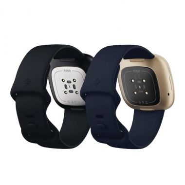 Set 2 curele silicon pentru Fitbit Versa 3 si Fitbit Sense, albastru, negru 2