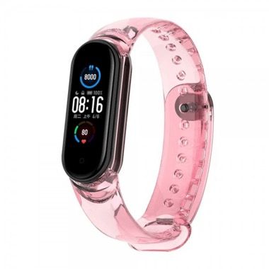 Set 2 curele silicon pentru Xiaomi Mi Band 7, culoare foto-sensibila, transparent si transparent-roz 5