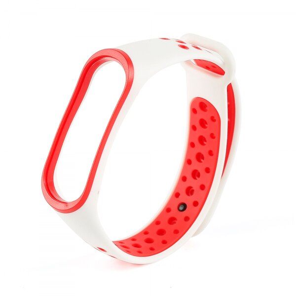 Set 2 curele silicon pentru Xiaomi Mi Band 7, rosu alb negru 4