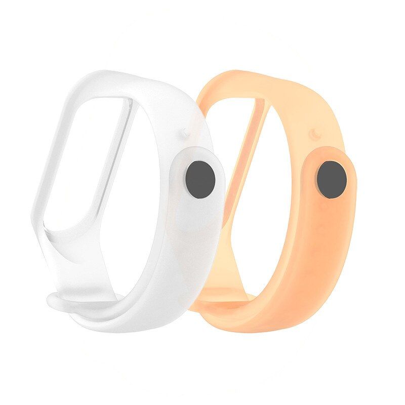 Set 2 curele silicon transparent neon pentru Xiaomi Mi Band 3 si 4, roz, portocaliu 2