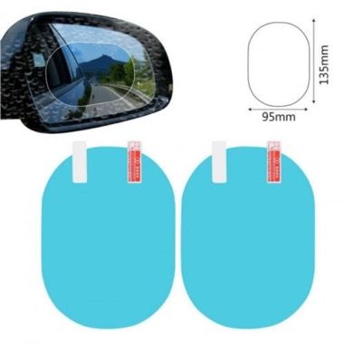 Set 2 folii antiaburire pentru oglinzi si geamuri auto, model oval 100x150 mm