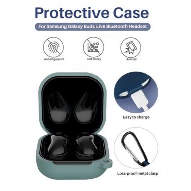 Set 2 huse silicon cu carlig pentru Samsung Galaxy Buds Live, negru si verde 6