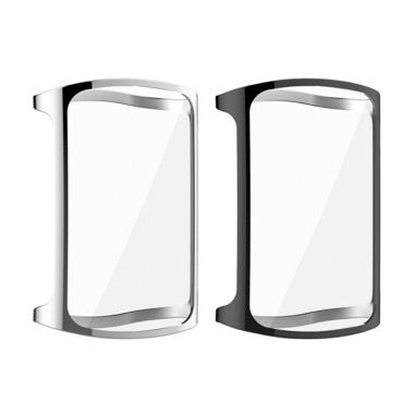Set 2 huse silicon cu rama si ecran de protectie pentru Fitbit Charge 6, negru si argintiu 3