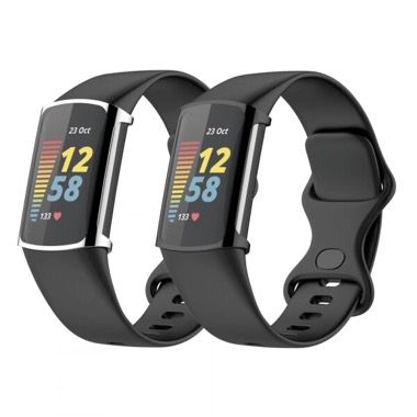 Set 2 huse silicon cu rama si ecran de protectie pentru Fitbit Charge 6, negru si argintiu 4
