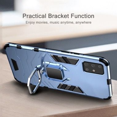 Set 2 in 1 husa antisoc cu inel si folie sticla ceramica pentru Oppo A31, albastru inchis 5