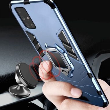 Set 2 in 1 husa antisoc cu inel si folie sticla ceramica pentru Oppo A31, albastru inchis 6