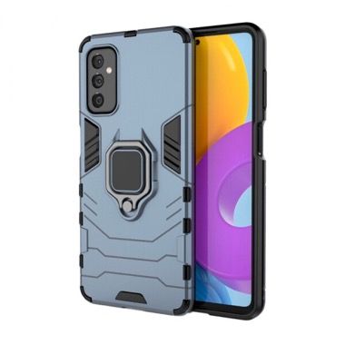 Set 2 in 1 husa antisoc cu inel si folie sticla ceramica pentru Samsung Galaxy M52 5G, albastru inchis 2