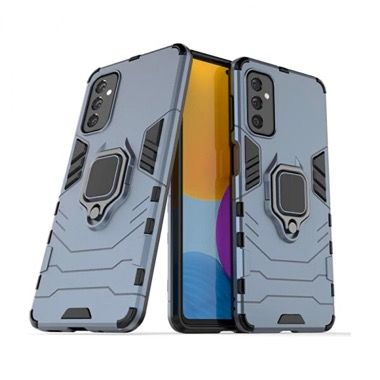 Set 2 in 1 husa antisoc cu inel si folie sticla ceramica pentru Samsung Galaxy M52 5G, albastru inchis 3