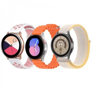 Set 3 curele 20 mm pentru Galaxy Watch 6, 5, 4, Watch GT si alte ceasuri, portocaliu, roz, starlight 7