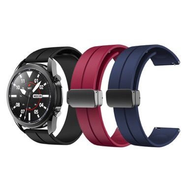 Set 3 curele 22 mm pentru Galaxy Watch 3 45mm, Gear S3, Huawei Watch GT 2 si GT 3, maro, verde, albastru 5