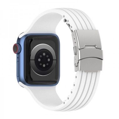 Set 3 curele pentru Apple Watch 38-41 mm, silicon si nylon, multicolor alb roz deschis 4