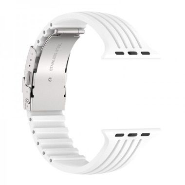 Set 3 curele pentru Apple Watch 38-41 mm, silicon si nylon, multicolor alb roz deschis 5