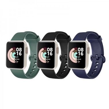 Set 3 curele silicon pentru Xiaomi Redmi Watch si Mi Watch Lite, negru, verde, albastru 6