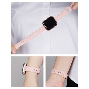 Set 3 curele slim silicon pentru Apple Watch 38/40 mm, galben, roz, lila 3