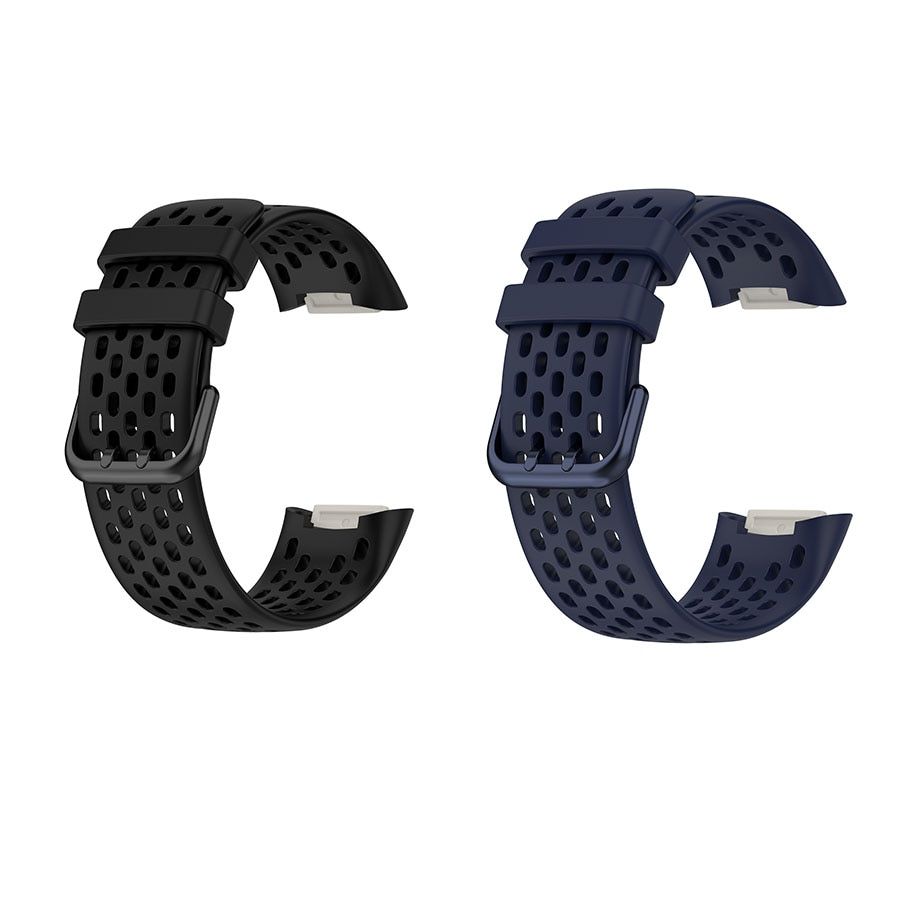 Set 3 curele sport silicon pentru Fitbit Charge 4, 3 si 3E, marime L, negru, albastru, verde